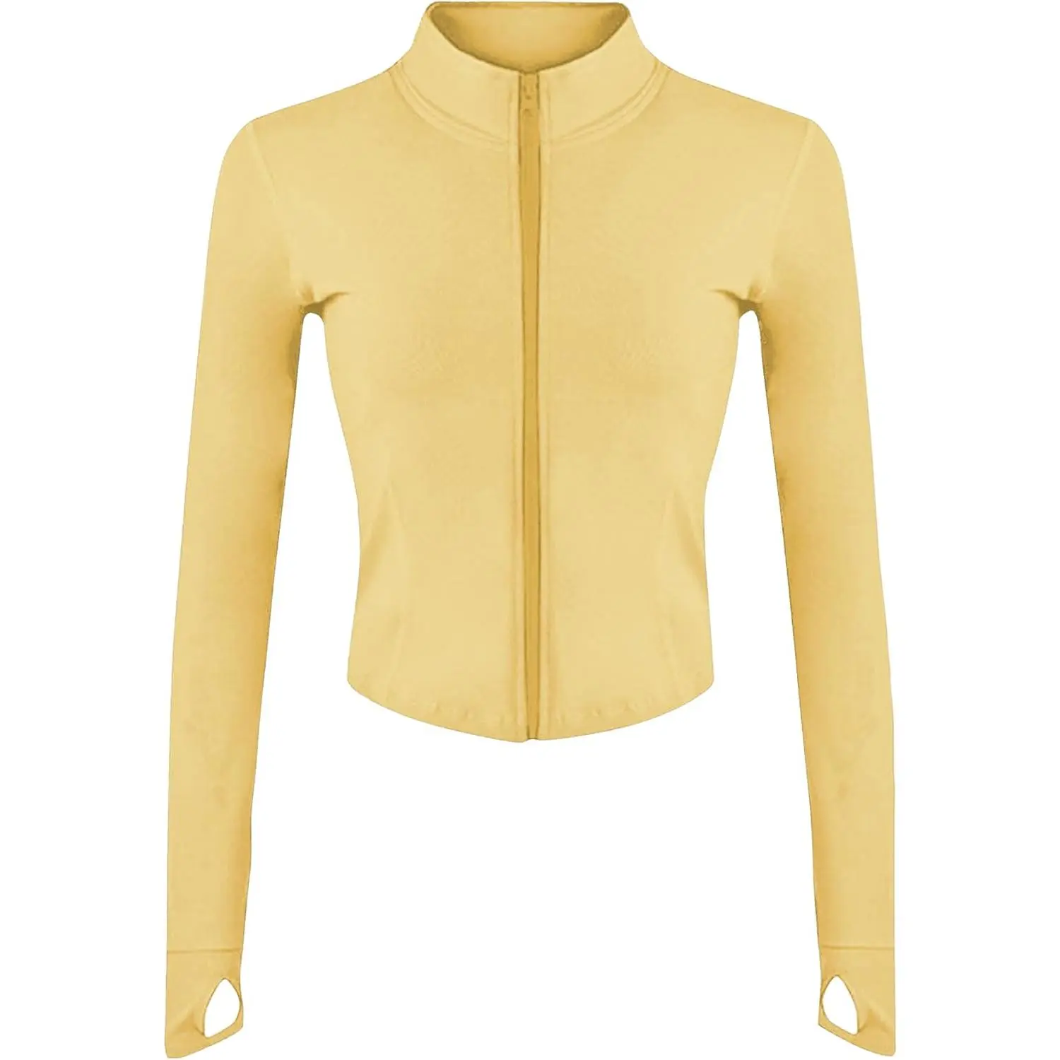 Women's Lightweight Full-Zip Slim Fit Running Track Jacket, Workout Yoga Sportwear with Thumb Holes