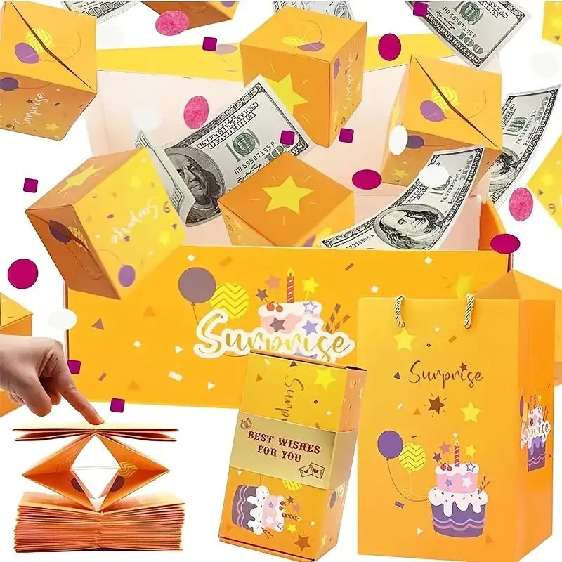 2026 Viral 20PCS Surprise Explosion Gift Box, Upgraded Pop-Up Foldable Cash Explosion Boxes, Creative Money Surprise Gift for Birthday, Graduation, Anniversary, Valentine's Day & Holiday Gifts, Cash Not Included