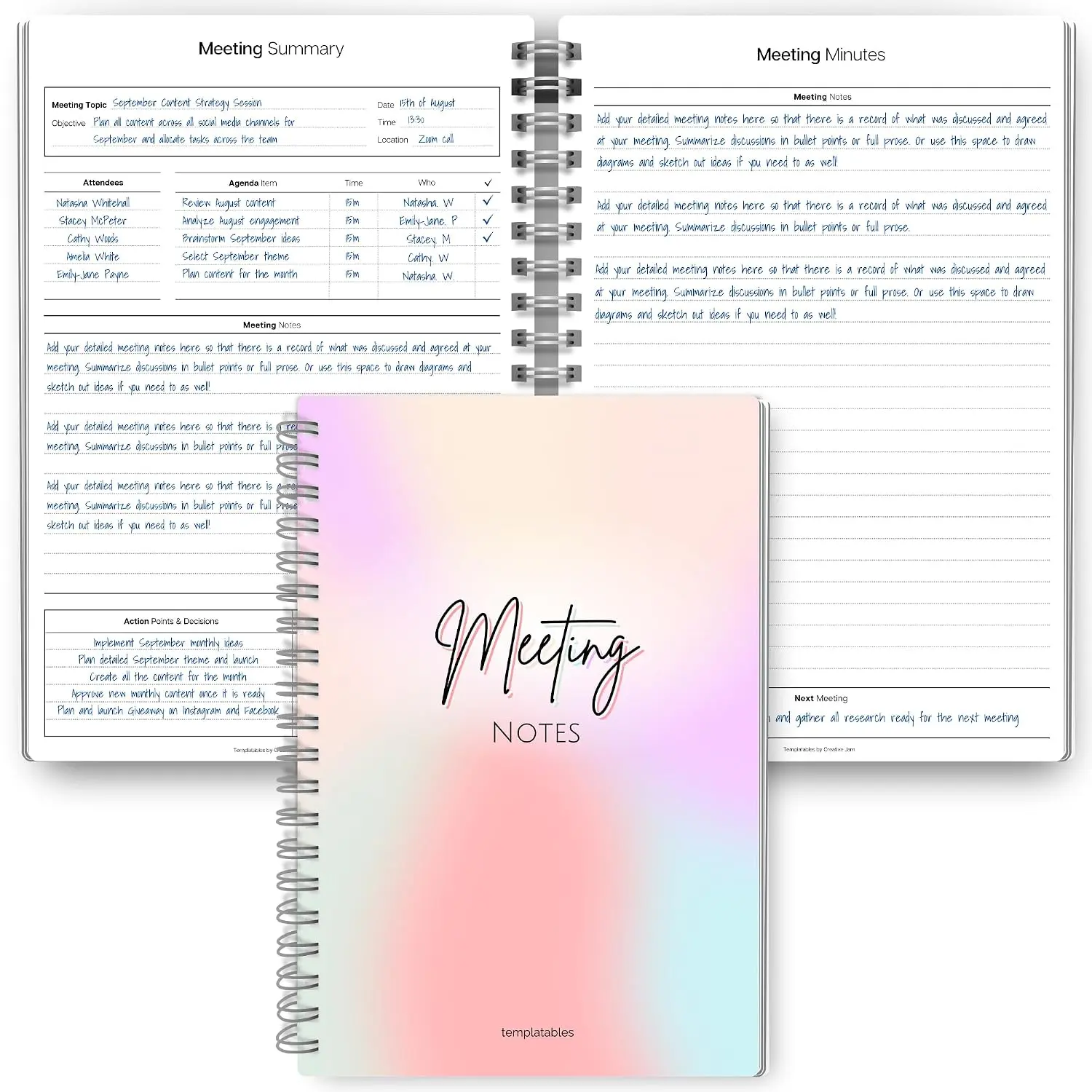 Professional Modern A5 Portable Notebook, Ideal for Meeting Minutes Recording, Action Tracking, Planning Important Details - Pastel Rainbow, Portable Notebooks