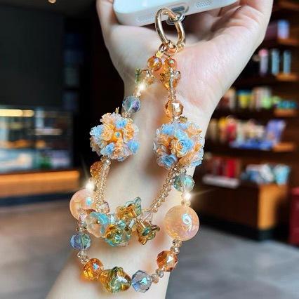 Dunhuang color mobile phone chain, luxurious hanging accessory, high-end mobile phone strap, durable and sturdy, wrist-hanging hand-held accessory