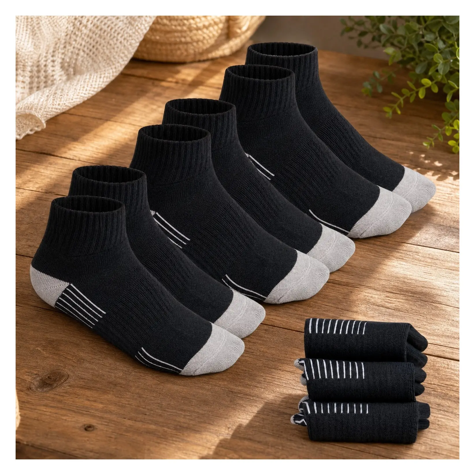 Men's Quarter Crew Socks - Premium Bamboo Rayon, Moisture Wicking, Odor Control, Cushioned Sole, Breathable Work SocksGift