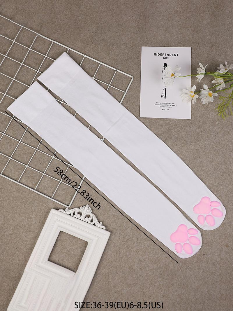 2026 New Women's 3D Cat Paw Over The Knee Socks 1 Pair Cute Cozy Comfy Soft Hosiery Fashion Daily Outdoor Wear for Spring Fall Perfect Gift for Ladies TikTokShop