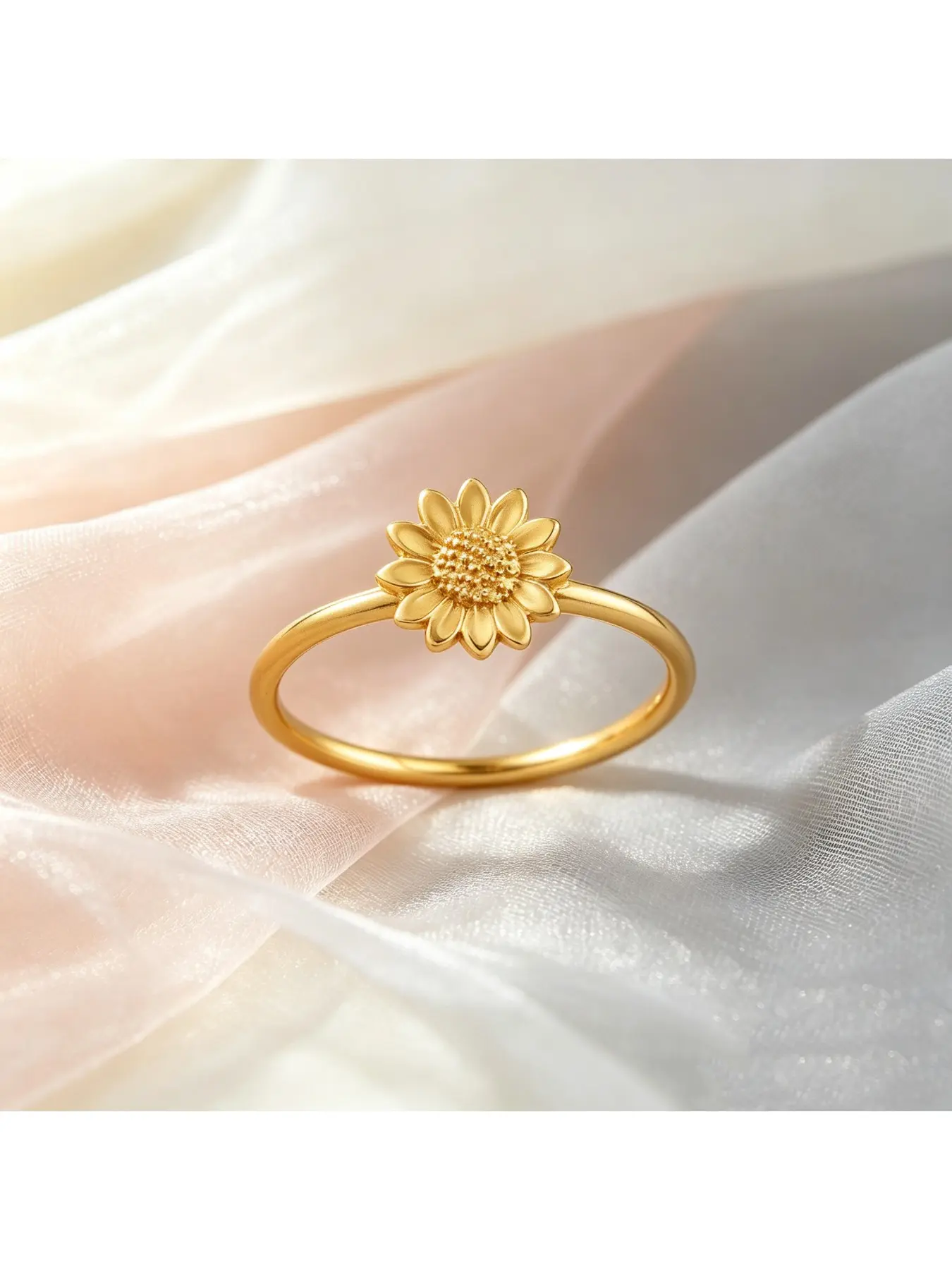 3D Carved Tiny Daisy Thin Silver Band Minimalist Boho Statement Ring, Soft Promise Ring, Sweet Anniversary Ring, Lightweight Dainty Jewelry for Valentine Dates, Christmas Gifts and Outdoor Travel Stacking Looks
