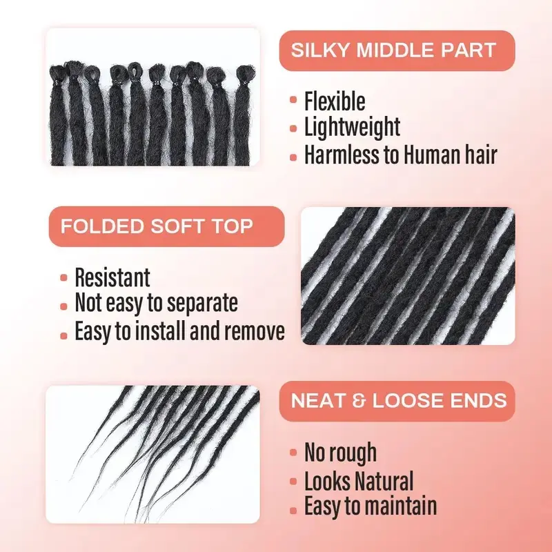 New 24 Inch Synthetic Dreadlock Extensions 10 Root/pack Hippie Single Ended Dreads  Loc Extensions Reggae Style Crochet Hair