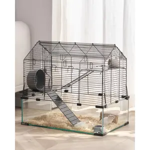 【DealsForYouDays】VEVOR Hamster Cage, 360 °   Viewing Transparent Hamster Habitats, Small Animal Cage, 22.8 x 15 x 21.3 in, Ventilated Pet Mouse Cages with Water Bottle, Portable Hamster House for Rats, Guinea Pigs