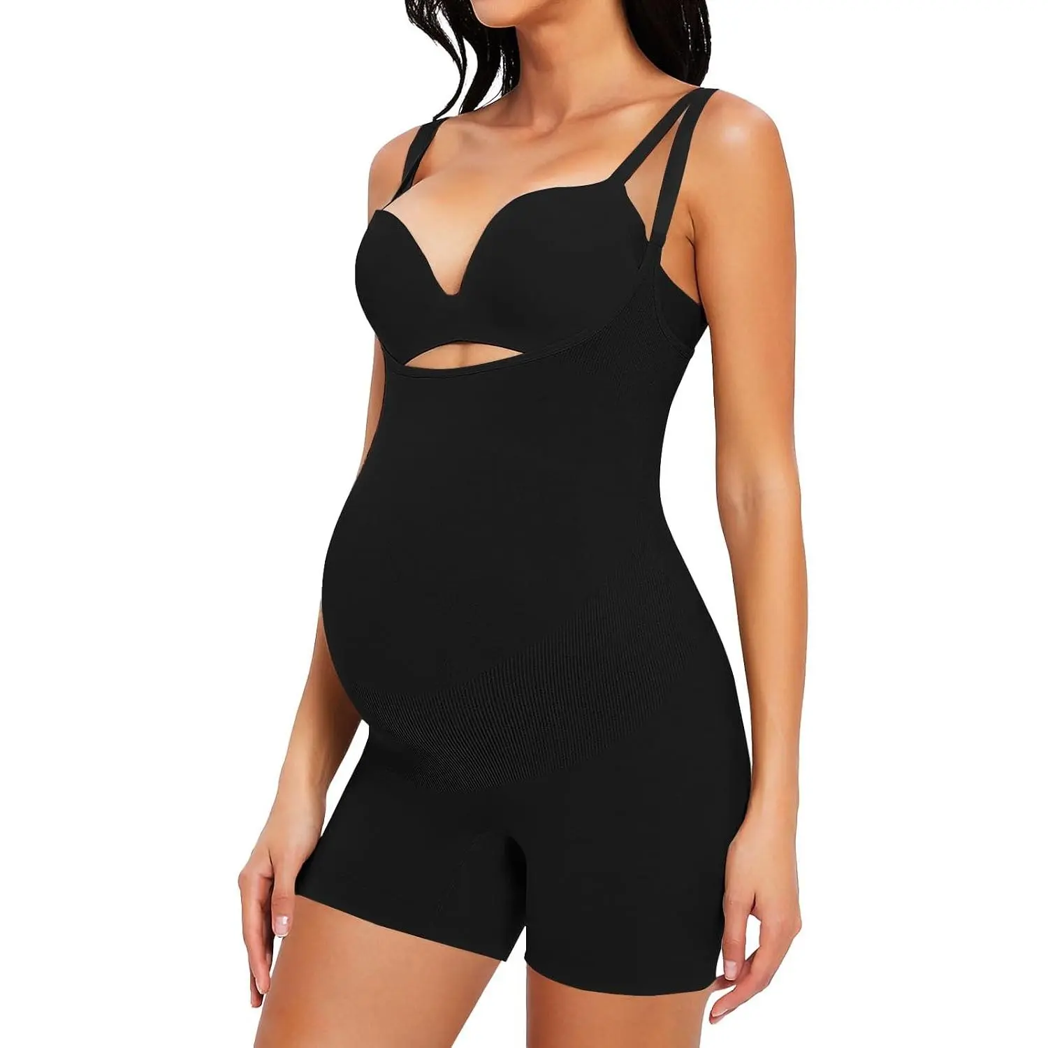 Women's Maternity Bodysuit  Shapewear Shorts Bustless Sleeveless  Top  Support Rib