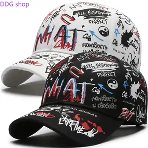 Unisex 2-Pack Graffiti Baseball Hat, Lightweight Breathable Streetwear, All-Season Sun Protective Headgear, Light Headwear for Outdoor Sports & Daily Leisure