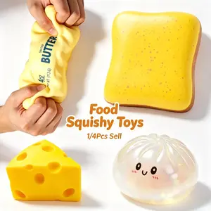 1/4 Pcs Squishy Pack Stress Toys - Dumpling & Cheese & Giant Butter & Butter Bread Sensory Toy, Slow Rising Squishies, Kawaii Party Favors, Birthday Gifts