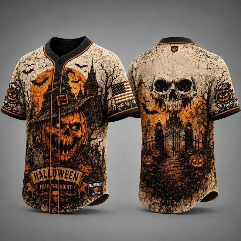 Halloween Baseball Jersey, Skull Pumpkin Shirt, Scary Haunted House Trick or Treat, Spooky Apparel # Halloween Baseball Jersey # Halloween Gifts # TikTokMadeMeBuyIt # TikTokShop