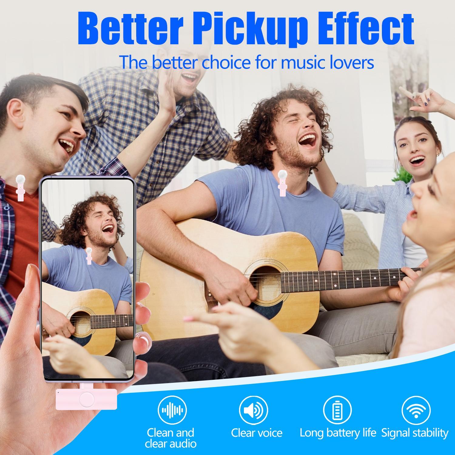 Wireless Microphone, Wireless Lavalier Mics, USB Rechargeable Lavalier Microphone with Charging Case, Portable Microphone for Video Recording, Compatible with iPhone, iPad, Android, Audio