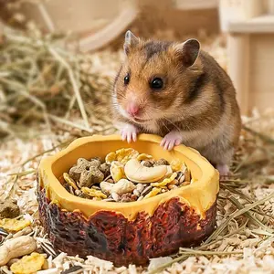 1pc Anti-Tip Small Pet Feeding Bowl, Non-Spill PVC Food & Water Dish, Decorative Feeder for Hamsters, Rabbits & Guinea Pigs, Cage Habitat Accessory