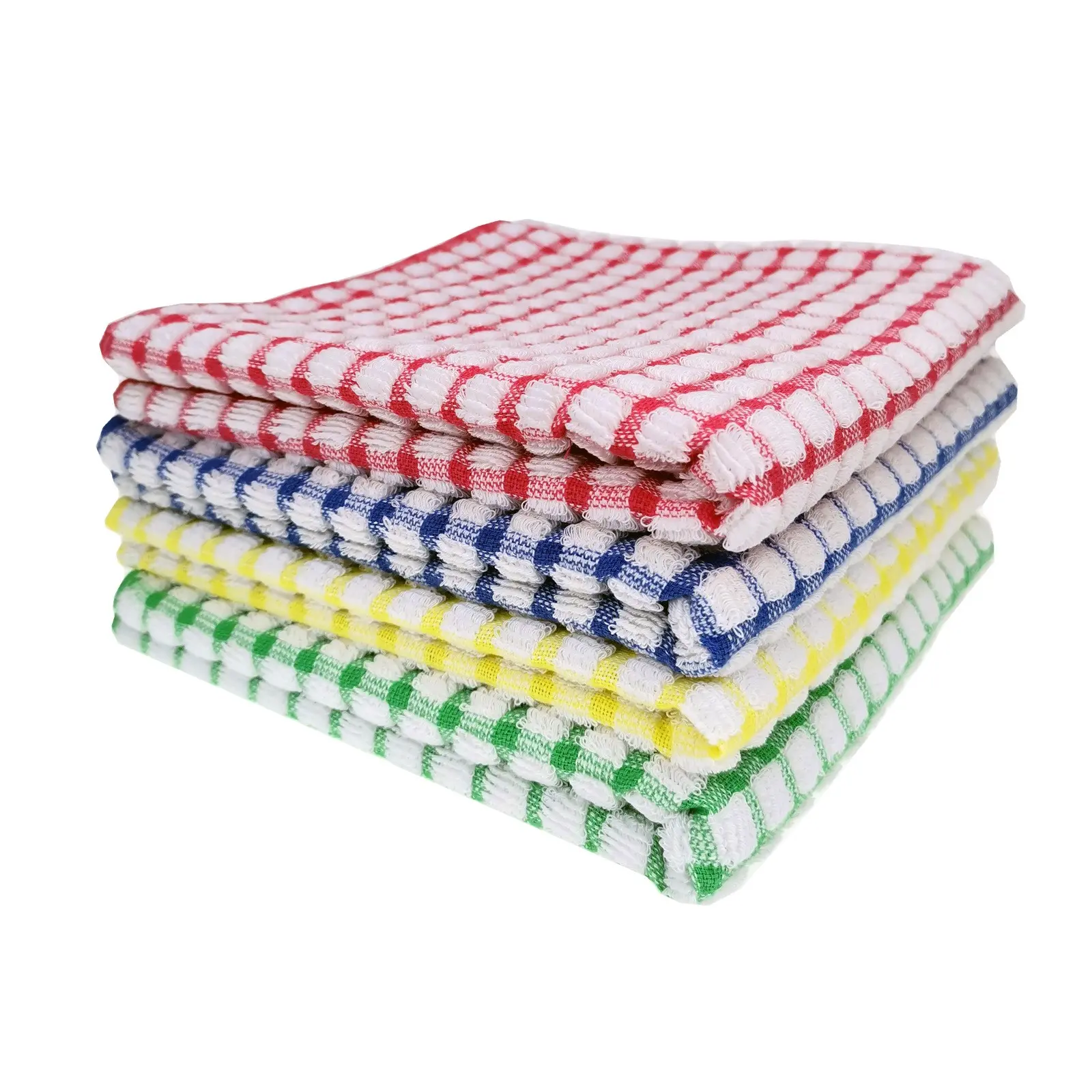 5-piece set of colorful checkered dish towels - Highly absorbent and reusable cleaning cloths, made of shrink-resistant polyester fiber, suitable for kitchen, bathroom, bedroom, and outdoor use - Available in various colors