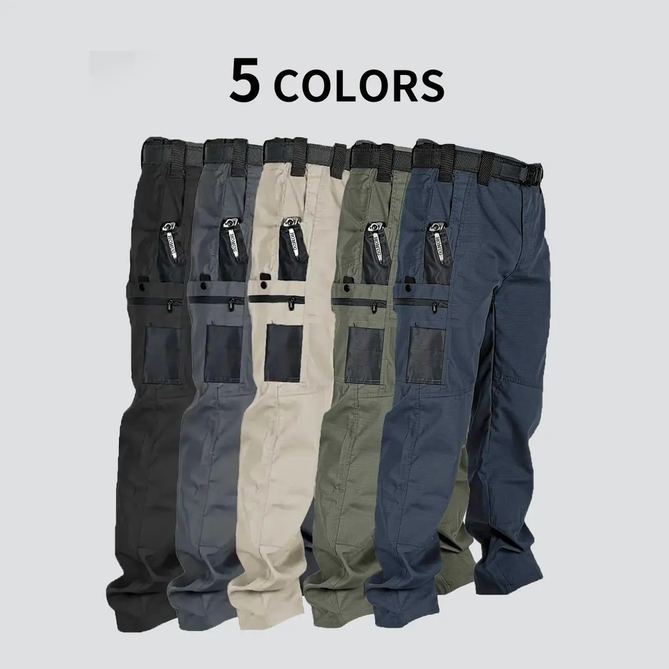 Nheals Men's Solid Color Tactical Work Pants,230g/m² new fabric(Limited breathability)with Multiple Pockets and Zipper Closures, Durable Outdoor Training Pants, Available in Multiple Colors, Fishing,  work, campingSuitable for Spring and Autumn Wear.