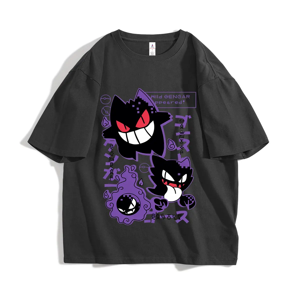 Wild GENGAR  Purple Ghost Creature Evolution Unisex Plus Size Summer Graphic Tees Personalized Pattern Y2k Clothing Round  ,Menswear, Top, Vintage Style, Casual Oversized,summerwin