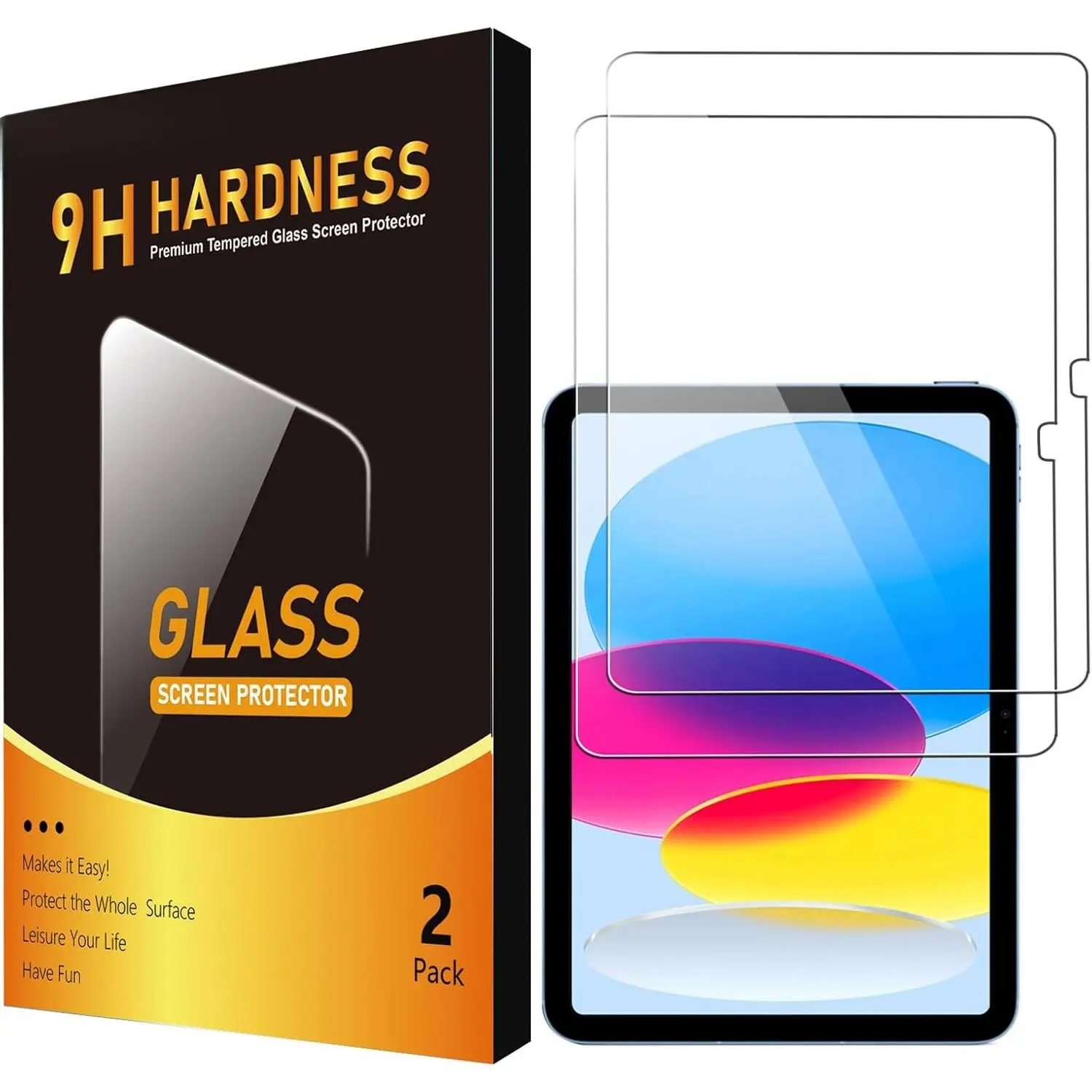 2 Pack Screen Protector for iPad 11th Generation A16 11 Inch (2025) & iPad 10th Generation 10.9 Inch (2022), 9H Tempered Glass Film, Anti-Scratch,  Clear,  Pencil Compatible, Case Friendly