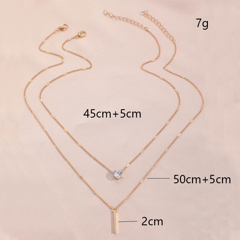 Gold Layered Heart CZ Pendant Necklace for Women, Dainty Double Chain Necklace Gold Layered Heart CZ Pendant Necklace for Women, Dainty Double Chain Necklace