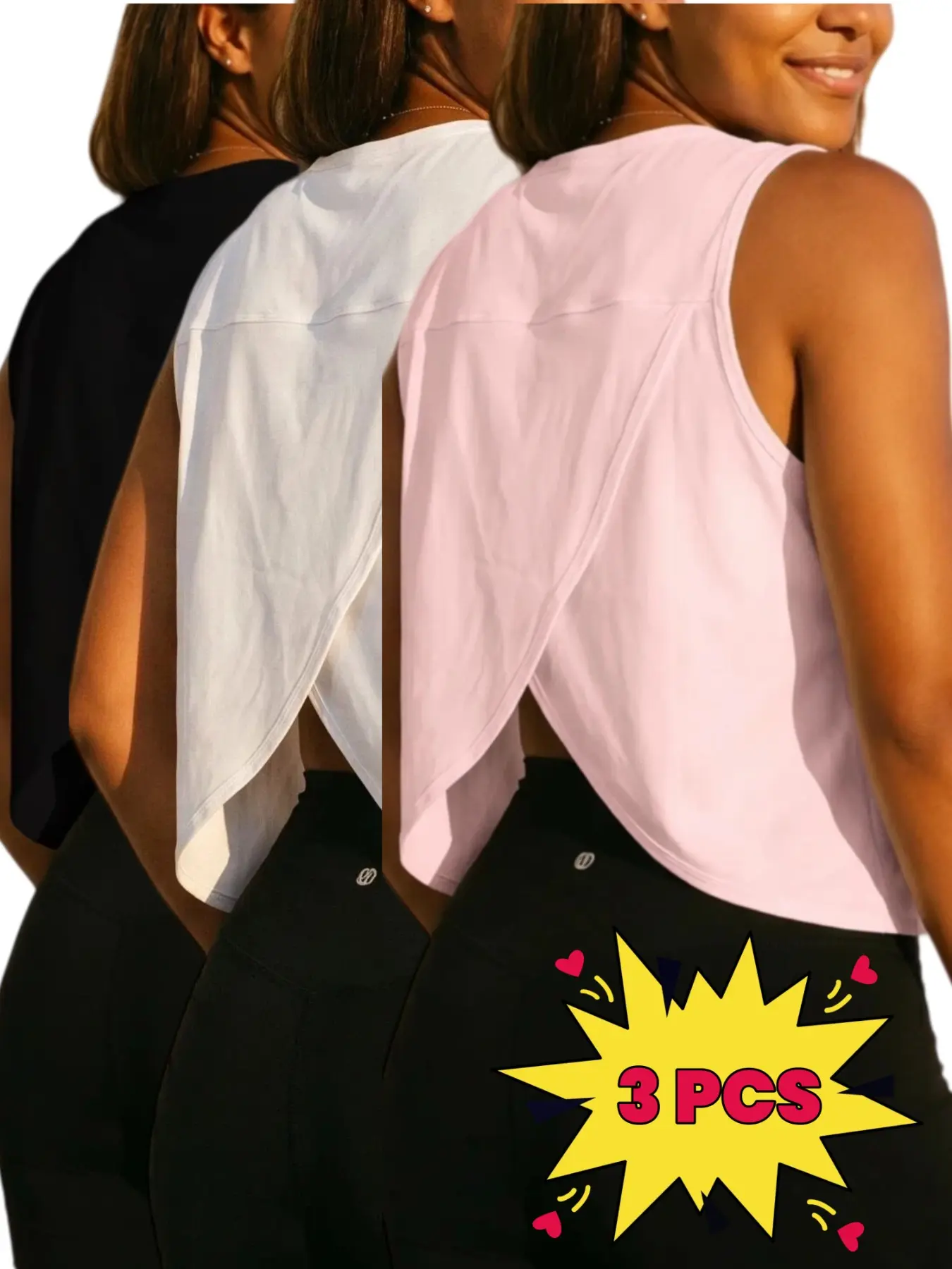 3-Pack Women's Summer Sports Tank Tops, Quick-Dry Yoga Vest, Breathable Sleeveless Workout Shirt, Loose Fit for Daily Wear