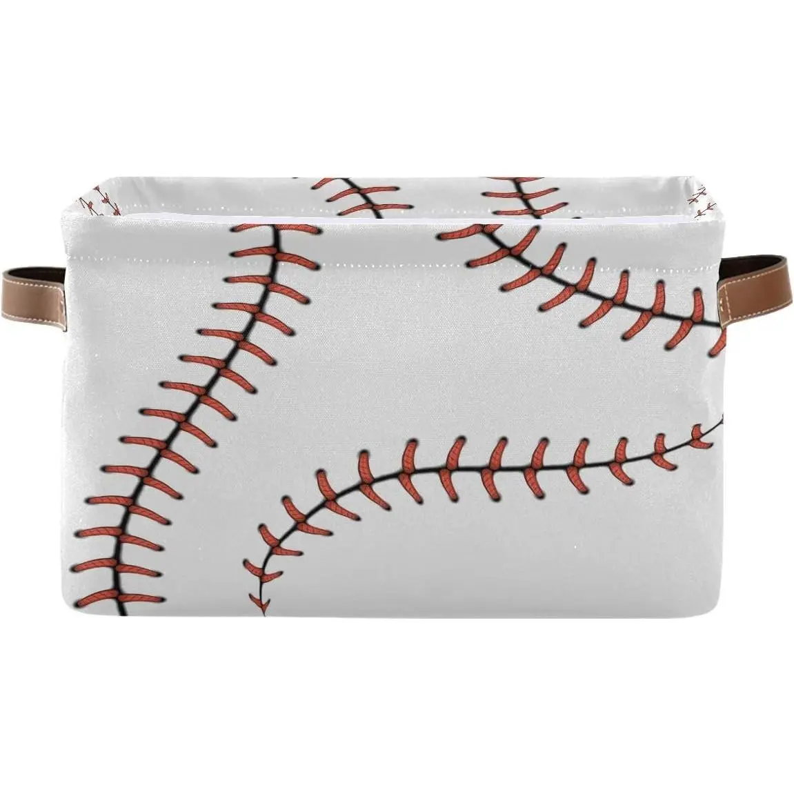 Baseball Storage Basket, Sports Theme Softball Large Storage Bins Box with Handles, Easter Gift Baskets Ideal for Baby Kids, Room Nursery Decor, Organizing Clothes, Toys, Books, Collapsible