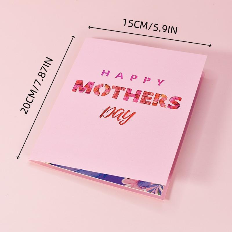 3D Happy Mother's Day Card, 1 Set Flower & Letter Pattern Greeting Card with Envelope, Creative Gift Card for Mother, Gift for Mom
