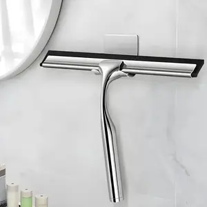 Multi-functional Squeegee, Stainless Steel Shower Squeegee with Adhesive Hook, Suitable for Cleaning Shower Doors, Bathrooms, Windows and Car Glass – Made of Stainless Steel, an Ideal Tool for Bathroom and Household Cleaning.
