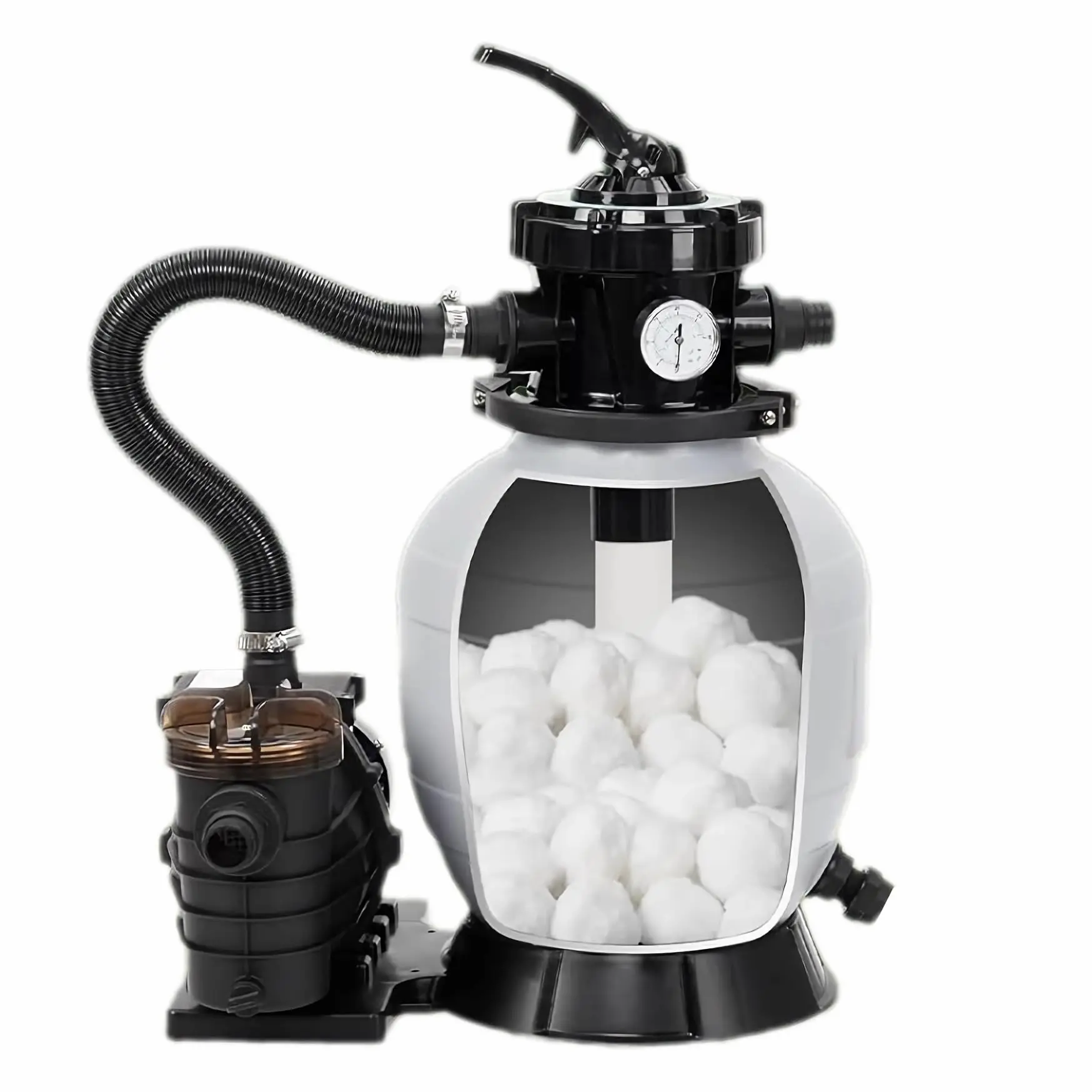 13" High-Efficiency Pool Sand Filter Pump - 3/4HP Motor, 3434GPH Flow, 6-Way Multi-Port Valve, Strainer Basket - Above Ground & Inground System for Up to 8500 Gal Pools - Easy Installation, Powerful Circulation