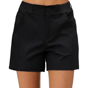 Shorts for Women Trendy Casual Summer High Waisted Chino Shorts Ribbed Elastic Waist Comfy Shorts with Pockets(Gift)