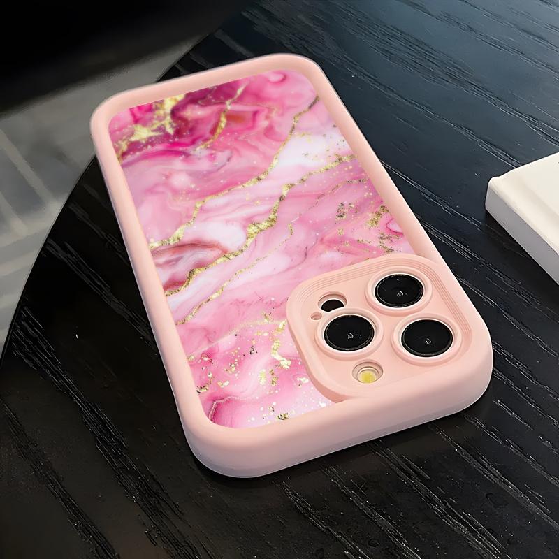 Phone Case - 1pc High-End Pink Marble Matte Soft Phone Case Compatible with iPhone 17 E Air Pro ProMax iPhone16 15 14 Plus 13 12 Mini 11 X XS XR