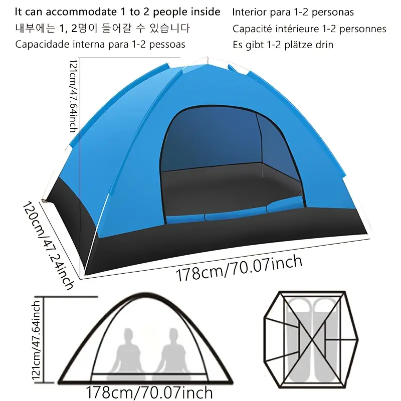 A Dome Tent for Outdoor Camping, Accommodating 1-2 People, Quick to Set Up, a Portable Tent That Pops Open with a Throw, Suitable for Leisure in Parks And at The Beach