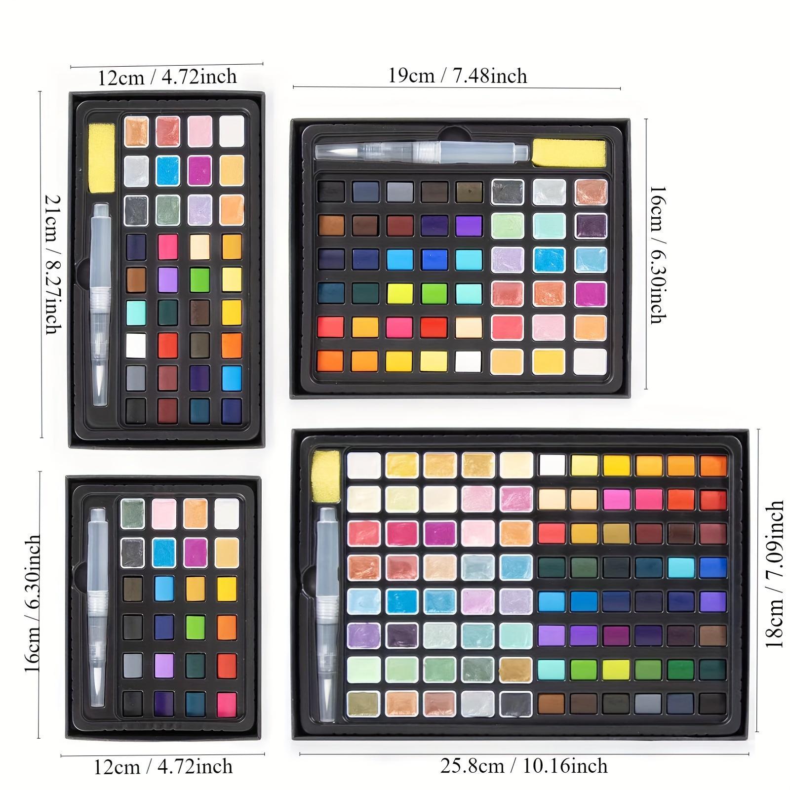 Watercolor Paint Set with Pearlescent Shades, 24/36/48/88 Colors Watercolor Paint Set with Brush & Portable Case, Ideal Gift for Creatives, Watercolor Paint Brushes