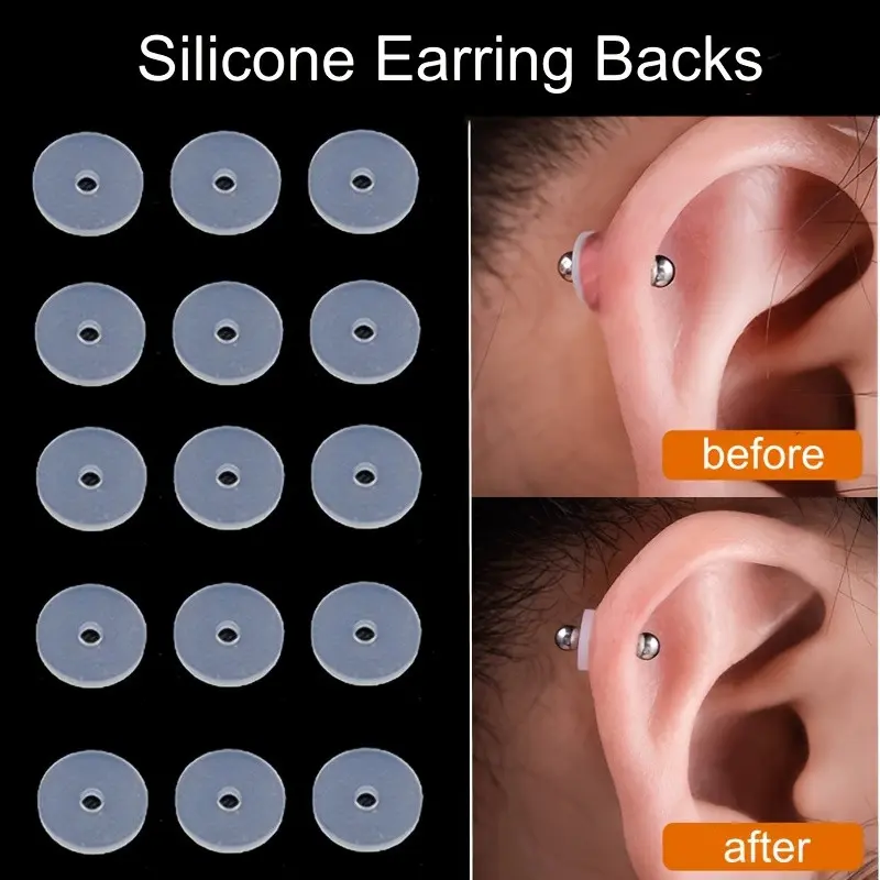 15 Pcs Transparent Silicone Ear Stoppers, Earring Backs, Non-Disposable, Soft Comfortable Earring Caps, DIY Jewelry Accessories, 9mm Size