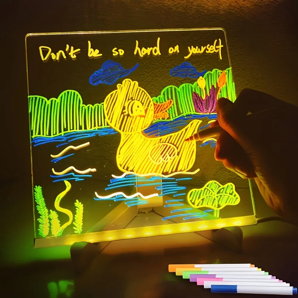 LED Acrylic Display Board, Holiday Decorative Display Board, Led Light, Professional-Grade Artistic Erasable USB Drawing Board, Office Message Board-Suitable for Bedrooms, Birthday Gifts, Gifts, and Signage