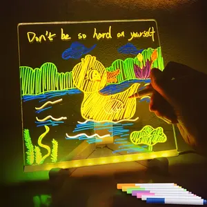 LED Acrylic Display Board, Holiday Decorative Display Board, Professional-Grade Artistic Erasable USB Drawing Board, Office Message Board-Suitable for Bedrooms, Birthday Gifts, Gifts, and Signage