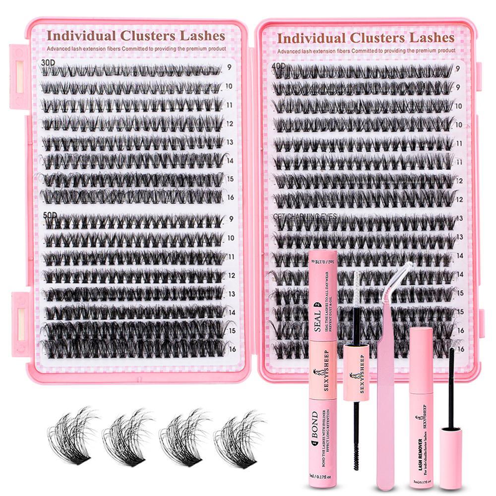 Mixed Styles Lash Clusters Kit,1 Set Mixed Length Individval Eyelash Extensions Kit,Self Grafting False Eyelashes ,Prefessional Eye Makeup Accessories for Women
