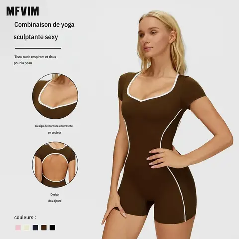 Women's Cut Out Backless Ruched Sports Romper - MFVIM Solid Adjustable Strap Sleeveless Bodycon Cami Romper, Ladies Sportswear for Indoor & Outdoor Wear, Women's Gym Clothing, Summer Outfits 2025, Romper for Women