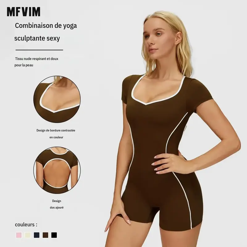 Women's Cut Out Backless Ruched Sports Romper - MFVIM Solid Adjustable Strap Sleeveless Bodycon Cami Romper, Ladies Sportswear for Indoor & Outdoor Wear, Women's Gym Clothing, Summer Outfits 2025, Romper for Women