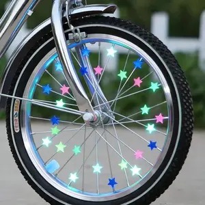 38 Pieces Luminous Glow in the Dark Star Wheel Spoke Beads, Waterproof Bike Wheel Decor Clips, Night Riding Accessories, Cycling Gift