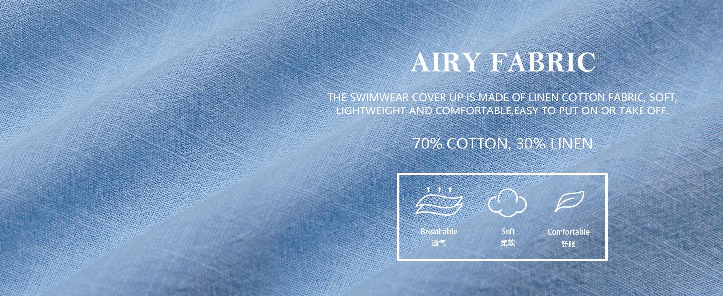 Saodimallsu Womens Button Down Shirts Linen Cotton Long Sleeve Blouse Tunic Tops Cover Up Shirt Loose Beach Bikini Dress