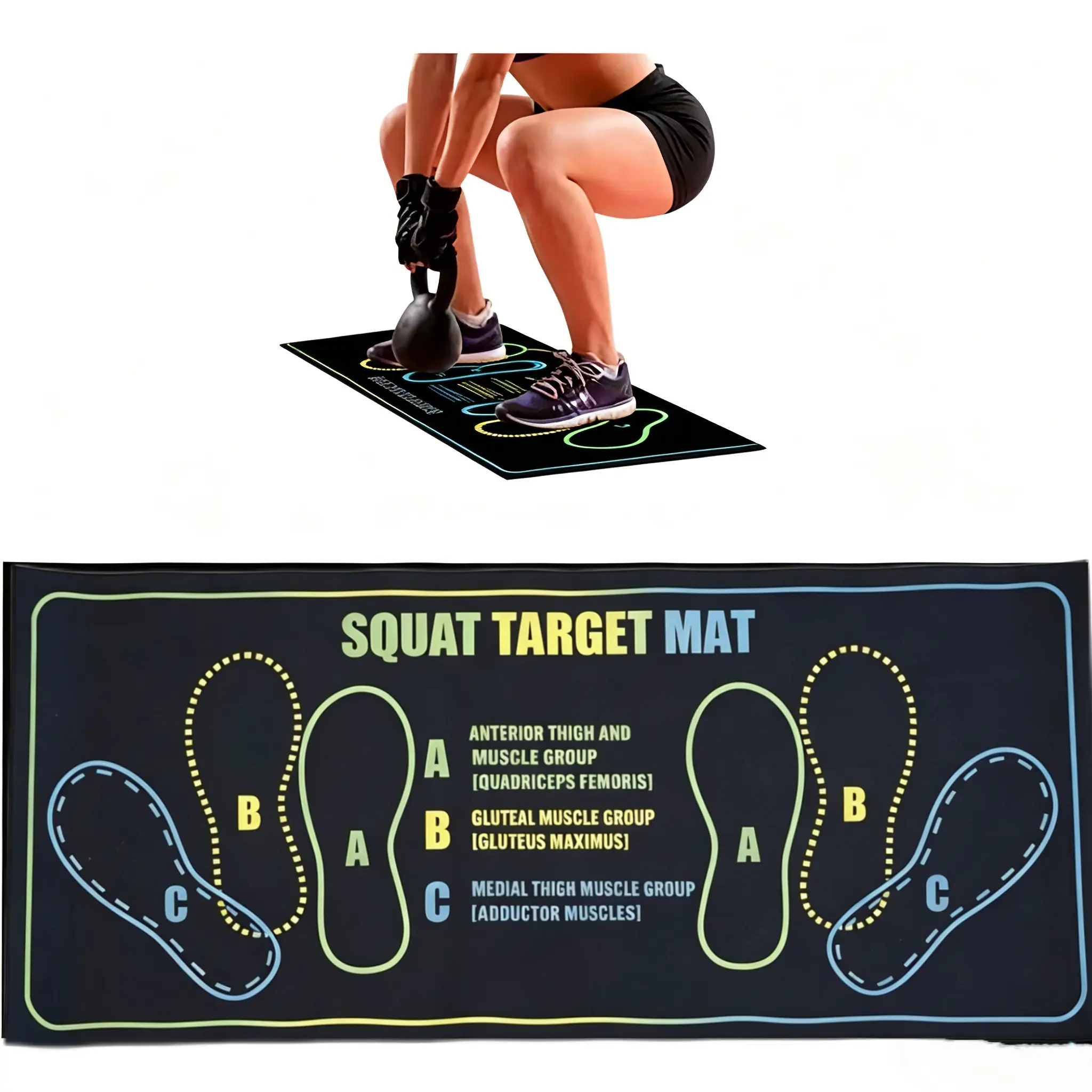 Non-Slip Squat Mat with Foot Position for Women – Ultimate 30" x 13.8" Large Squat Target Pad, 4mm Cushioning for Unmatched Comfort, No Odor & Injury Prevention – Perfect for Home & Gym Workouts