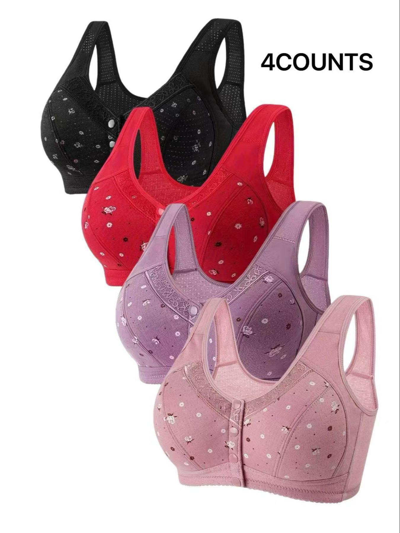 Women's Floral Print Push Up Bra, Soft Comfortable Breathable Bra, Women's Lingerie for All Seasons