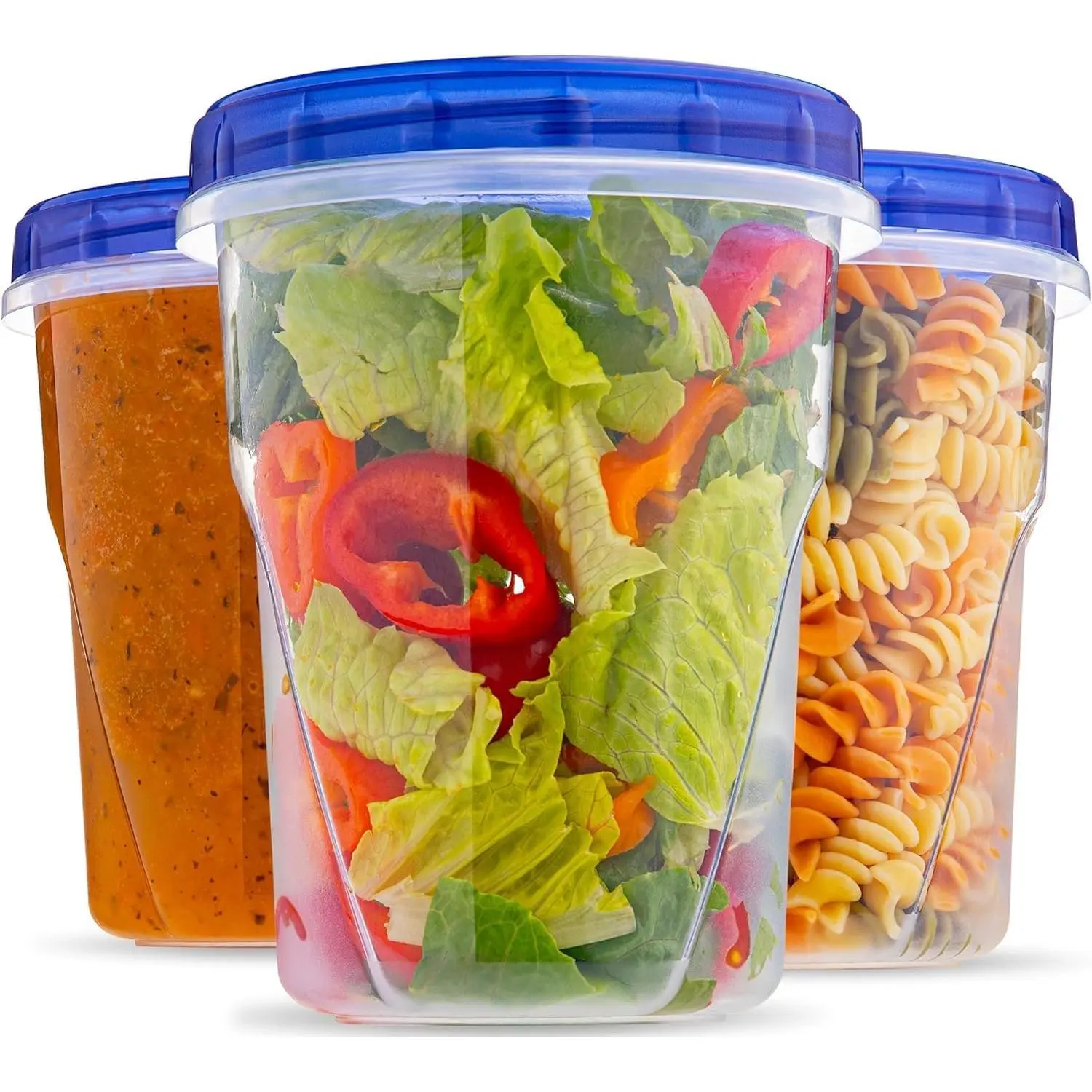 Plastic  Deli Containers With Twist Top  - (32 Oz) - [3 Pack] - Soup &  Storage Containers Takeout To Go - Airtight Plastic Containers - Microwave, Freezer & Dishwasher Safe