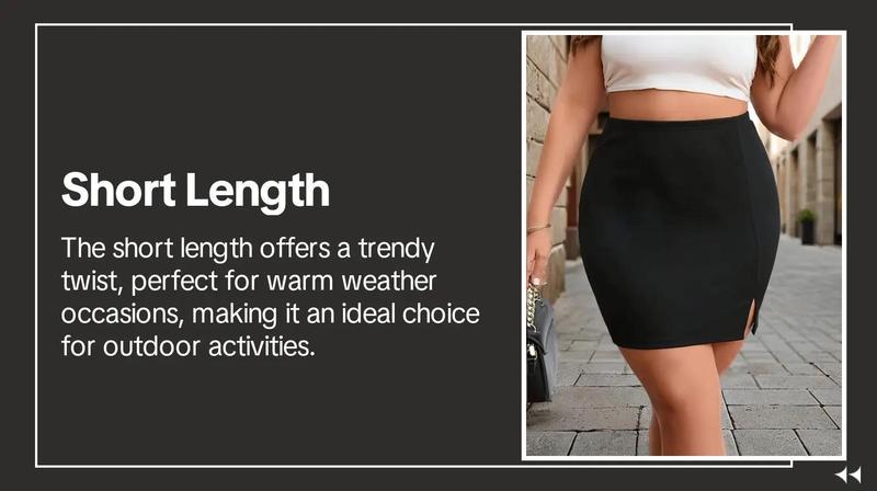 Plus Size Solid Split Thigh High Waist Skirt, Elegant Fashion Casual Minimalist Bodycon Skirt for Daily Outdoor Wear, Women Plus Clothing for All Seasons
