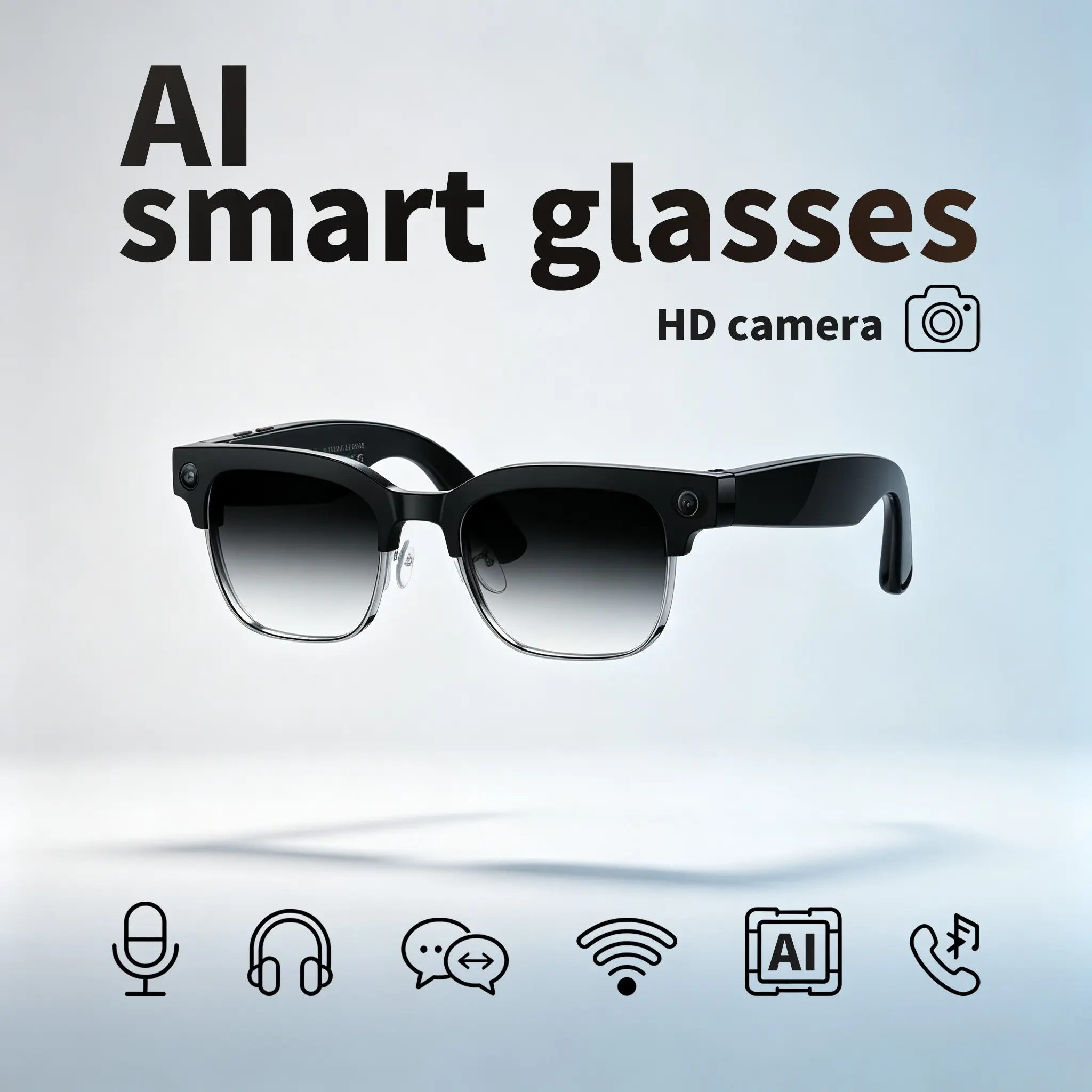 Ai Smart Camera Glasses, Bluetooth-compatible Voice Assistant, Music Sunglasses, Unisex, 2026 Model, Sports Style, Touch Control, Color-Changing Lenses