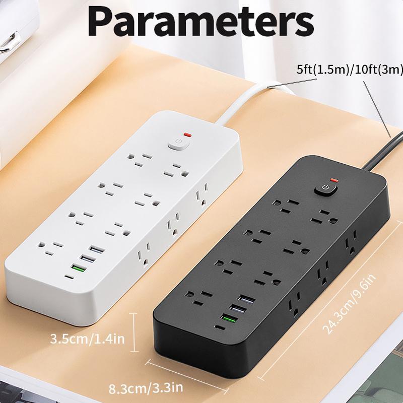 18 in 1 Power Strip Surge Protector, Flat Plug Power Strip with 14 AC Outlets & 3 USB & 1 Type-C Port, Multipurpose Wall Charging Station for Home Office School