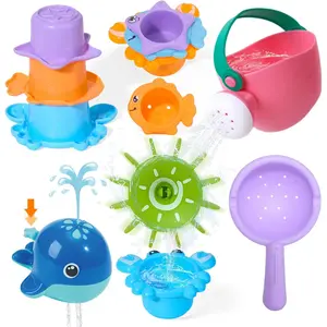 Mold Free Bath Toys | Easy Clean & Fun Baby Bath Toys for Kids Ages 1-3 | Watering Can Bath Cups Water Wheel Whale Bath Toy for Babies 12+ Months | Bathtub Pool Water Toys for 1+ Year Old Girl Giftsfidget toys