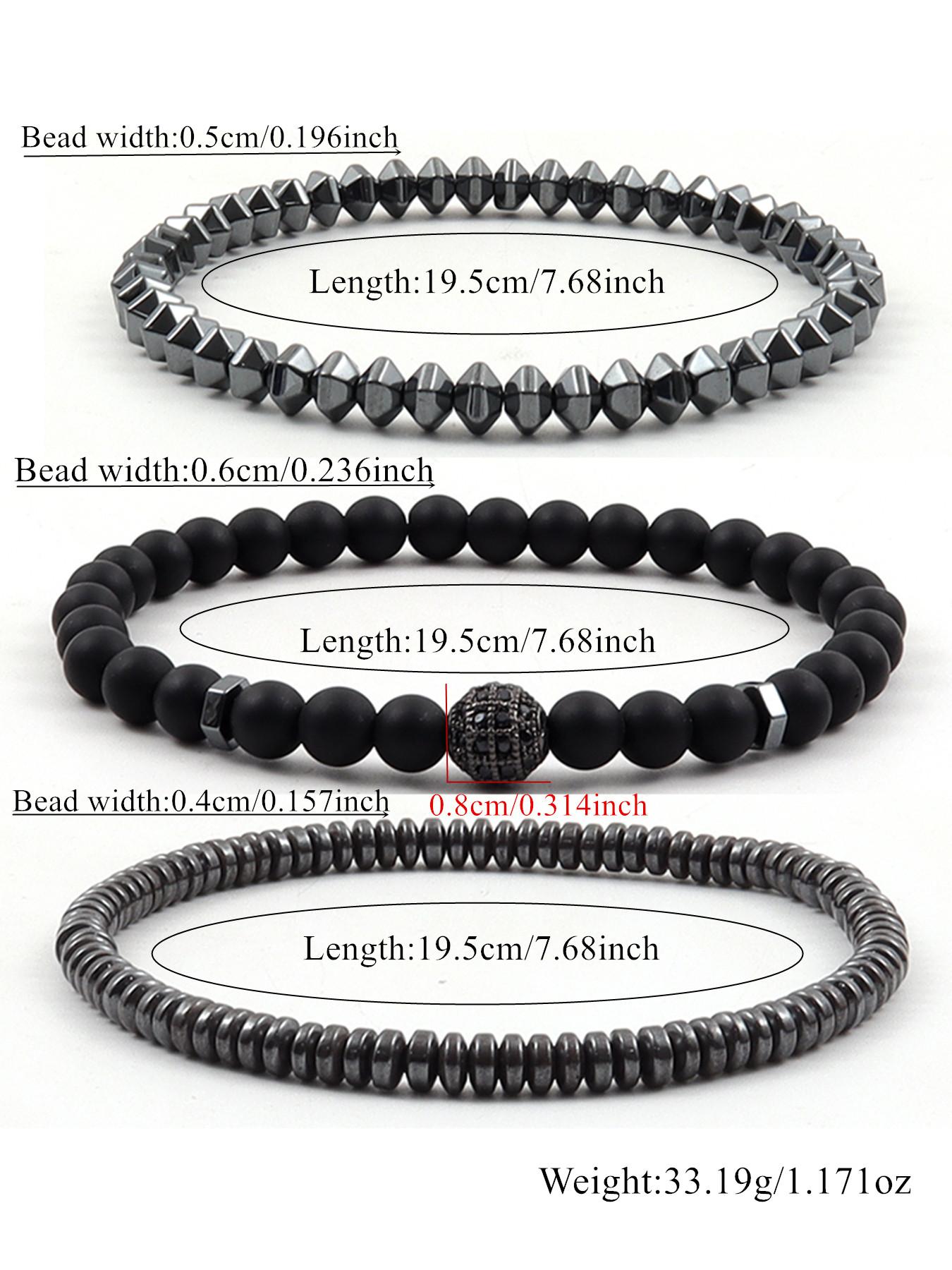 Men's Street Trend Beaded & Cross Charm Bracelets, 3pcs/set Trendy Minimalist Matching Bracelets, Chic Hip Hop Vintage Jewelry As Gift for Boyfriend, Stackable Bracelets, Mix Bracelets, Bangles Bracelets Set