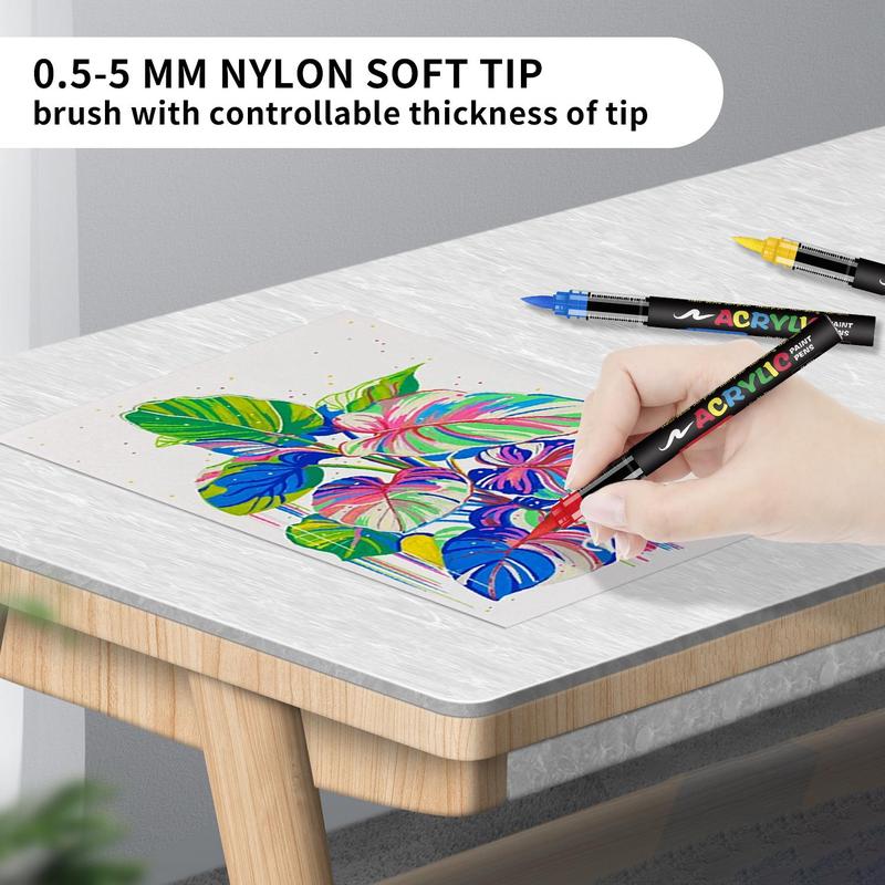 Acrylic Paint Marker Pen Set, 12/24/36/48pcs Acrylic Paint Pens, Art Drawing Supplies for Wood, Stone, Canvas, Glass, Fabric, Eggs and Rock Painting, Ideal for DIY Crafts and Drawing, Colorful Acrylic Markers Art Kit