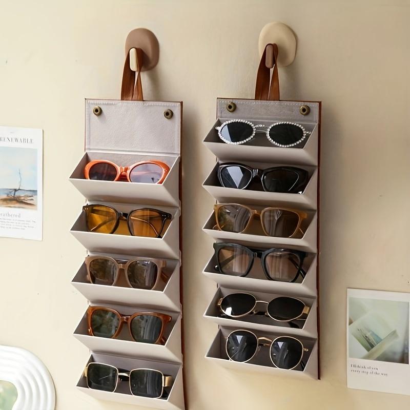 Multi-layer Hanging Glasses Organizer, Foldable Eyewear Case with Dustproof & Scratch-proof Design, Space-saving for Travel/Office/Home, Portable Sunglasses Organizer