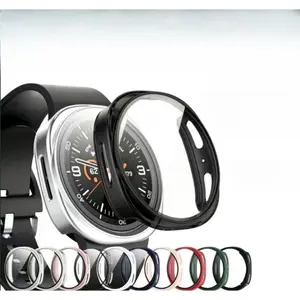 Clear Case with Screen Protector for Samsung Galaxy Watch 9 8 44mm 40mm 2-in-1 PC Hard Bumper Cover Tempered Glass Film HD Anti-Scratch for Daily