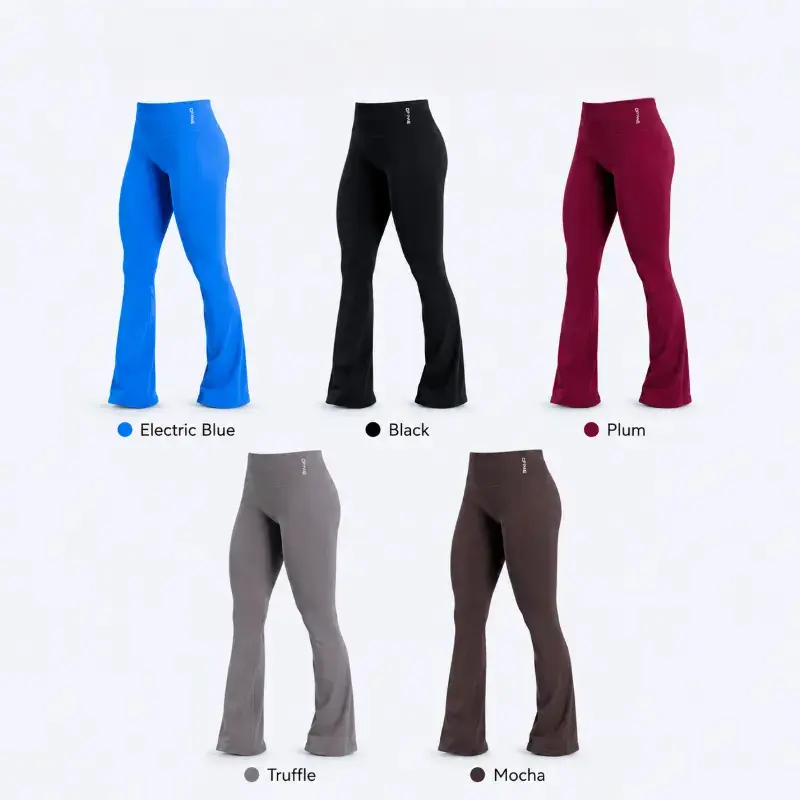 Dfyne Women's Spandex Nylon Flare Leggings, High Waisted Seamless Yoga Pants with 4-Way Stretch, Sculpting Workout Wear for Pilates & Gym, Four-Way Stretch