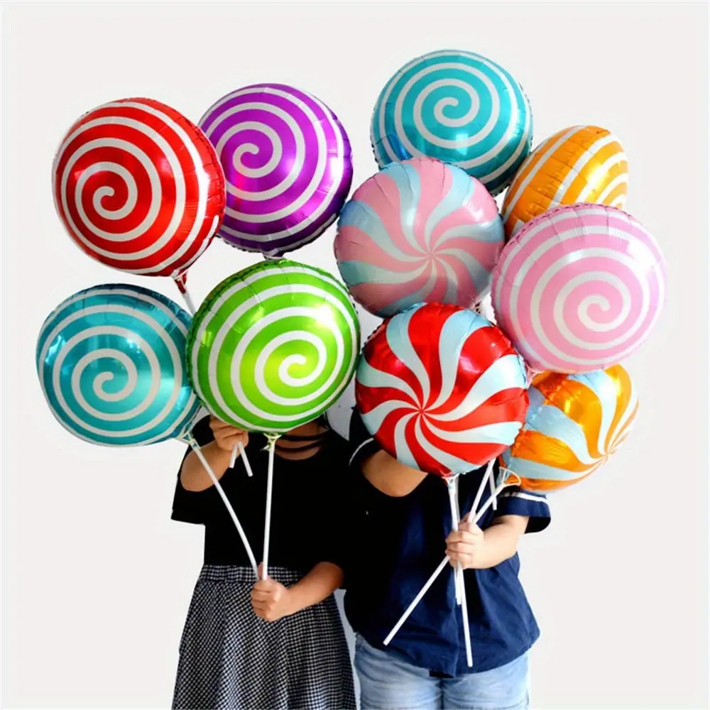 5pcs Candy-Themed Foil Balloons - Vibrant Mixed Colors, Perfect for Birthdays, Anniversaries & Weddings - Reusable Aluminum Film Party Decorations, Halloween Decorations, Christmas Decorations